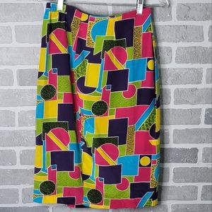 Sk & Company 100% Silk Vintage Geometric Radical Design Skirt Women's Size 8 *